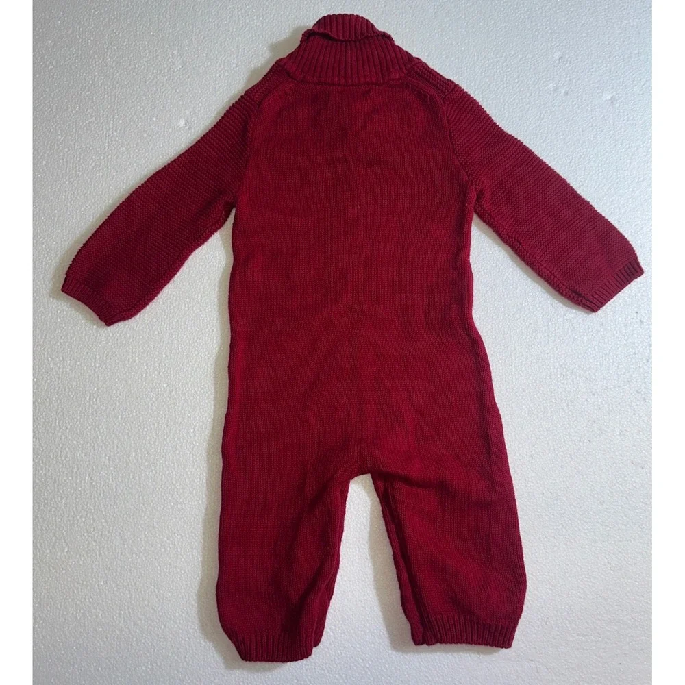 Baby Gap Red Cable Knit Sweater Romper Shawl Collar 6-12 Months Holiday Jumpsuit